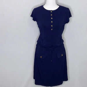Chelsea & Theodore Jersey Knit Navy Blue Dress - 4